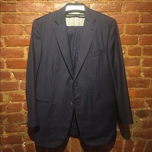 ISAIA NAPOLI PINSTRIPE TWO-BUTTON WOOL FULL SUIT